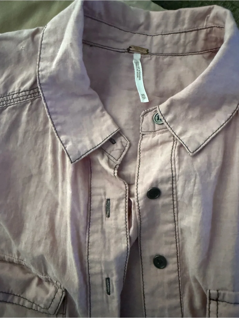 We The Free Free People Last Chance Oversized Button Down Shirt Pink XS